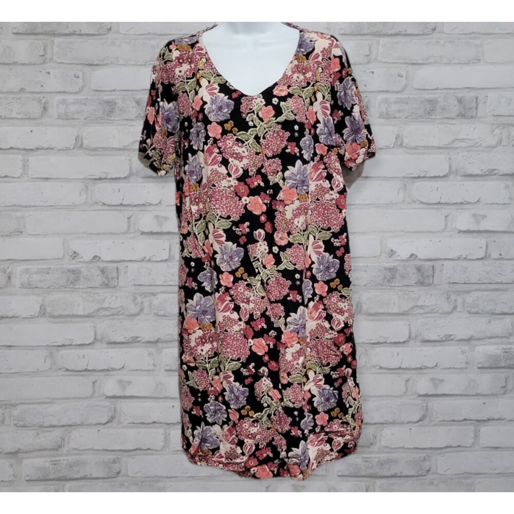 Ellos Floral Pattern Dress Hydrangea Tulip Lilly Summer Size 16